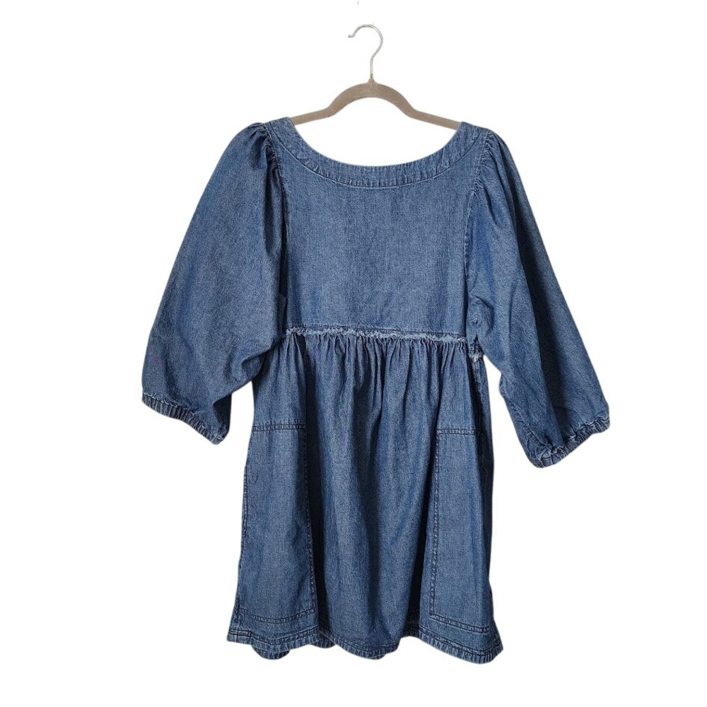 FREE PEOPLE Get Obsessed Denim Babydoll Mini Dress artsy casual denimcore XS